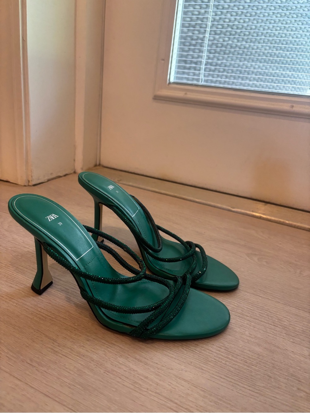 Zara Emerald Green Strappy Stiletto Heels
